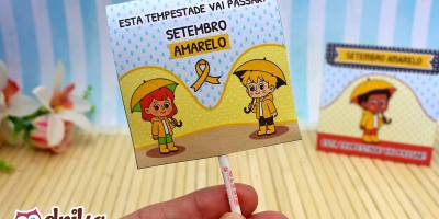 Lembrancinha do Setembro Amarelo para Imprimir: Capinha para Pirulito
