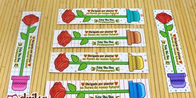 Lembrancinha de Dia dos Professores para Imprimir: Cartão Flor Porta-lápis