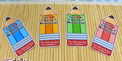 Lembrancinha de Dia dos Professores para Imprimir: Cartão Lápis Porta-bombom