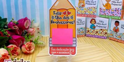 Lembrancinha de Dia dos Professores para Imprimir: Porta-Post-it Lápis Cute